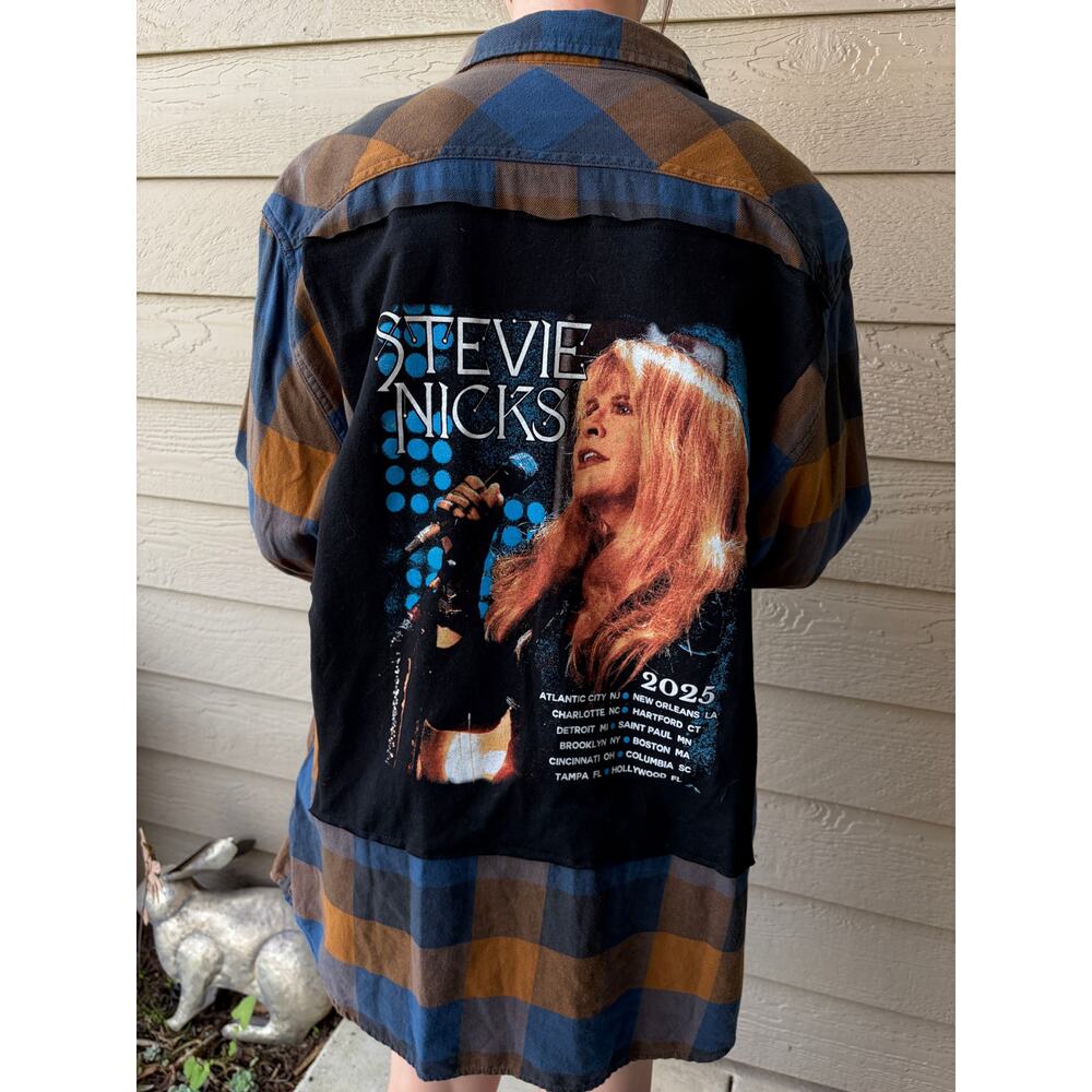 Stevie Nicks Upcycled Flannel Shirt Top Unisex XL X-large